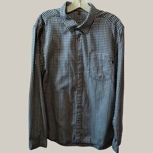 Seven For All Mankind Mens Gingham Button-Up Shirt Blk/Wht Large